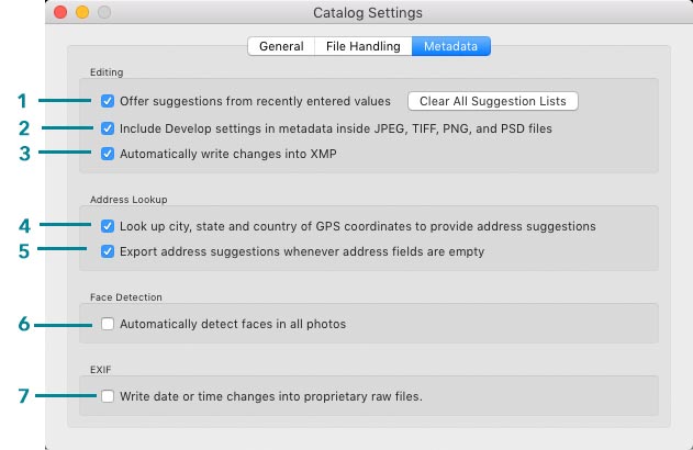 Catalogue Settings - Metadata